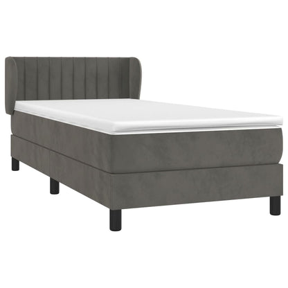Giroletto a Molle con Materasso Grigio Scuro 90x190 cm Velluto | homemem39