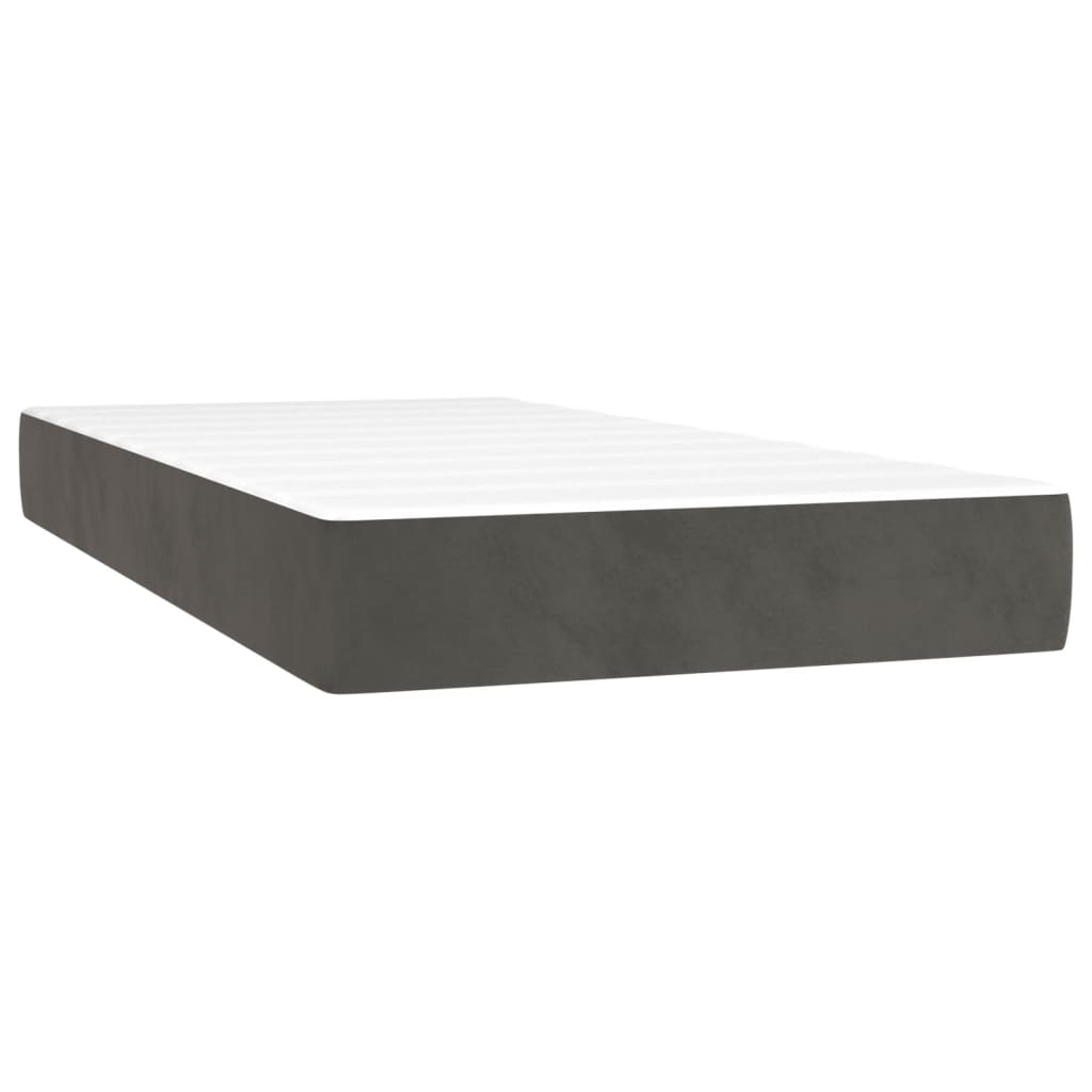 Giroletto a Molle con Materasso Grigio Scuro 90x190 cm Velluto | homemem39