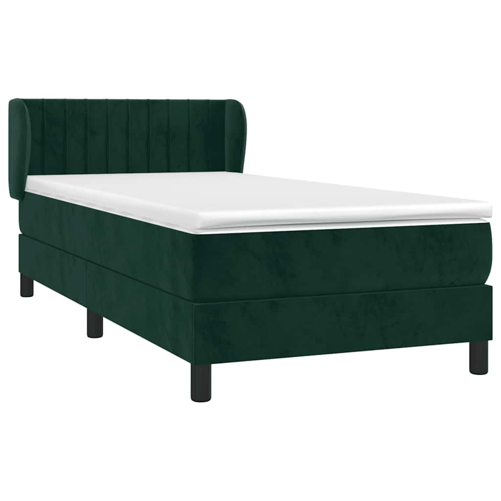 Giroletto a Molle con Materasso Verde Scuro 90x190 cm Velluto | homemem39