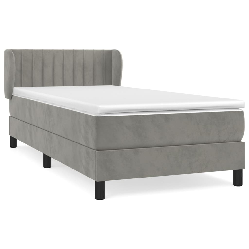 Giroletto a Molle con Materasso Grigio Chiaro 90x200 cm Velluto | homemem39