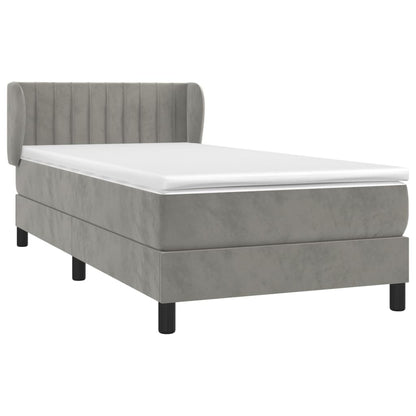 Giroletto a Molle con Materasso Grigio Chiaro 90x200 cm Velluto | homemem39
