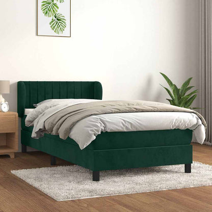 Giroletto a Molle con Materasso Verde Scuro 90x200 cm Velluto