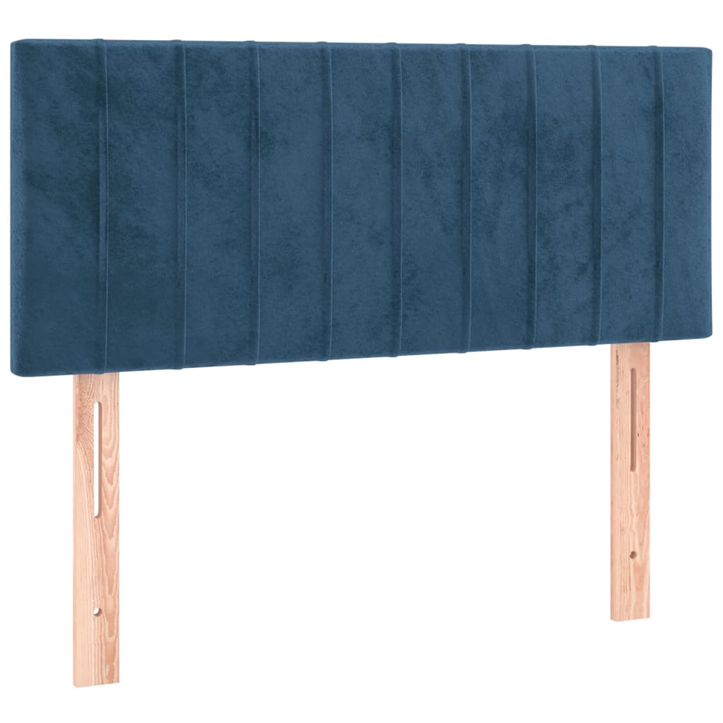 Spring bed frame with dark blue mattress 90x200 cm in velvet