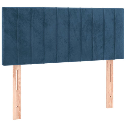 Spring bed frame with dark blue mattress 90x200 cm in velvet