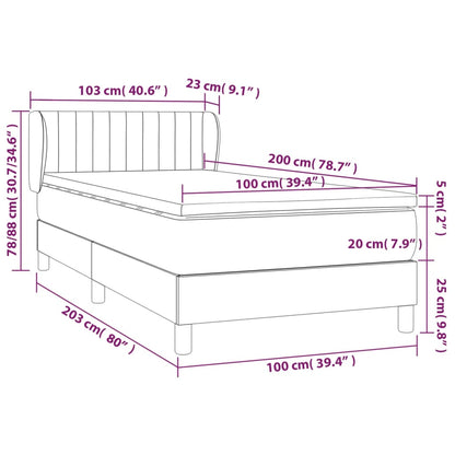 Giroletto a Molle con Materasso Nero 100x200 cm in Velluto - homemem39