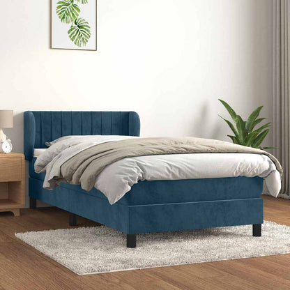 Giroletto a Molle con Materasso Blu Scuro 100x200 cm in Velluto | homemem39