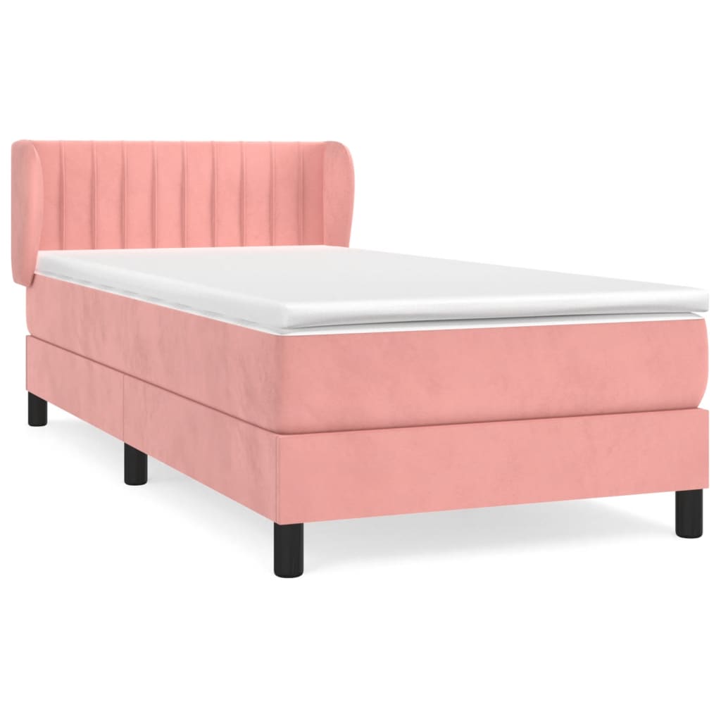 Giroletto a Molle con Materasso Rosa 100x200 cm in Velluto | homemem39