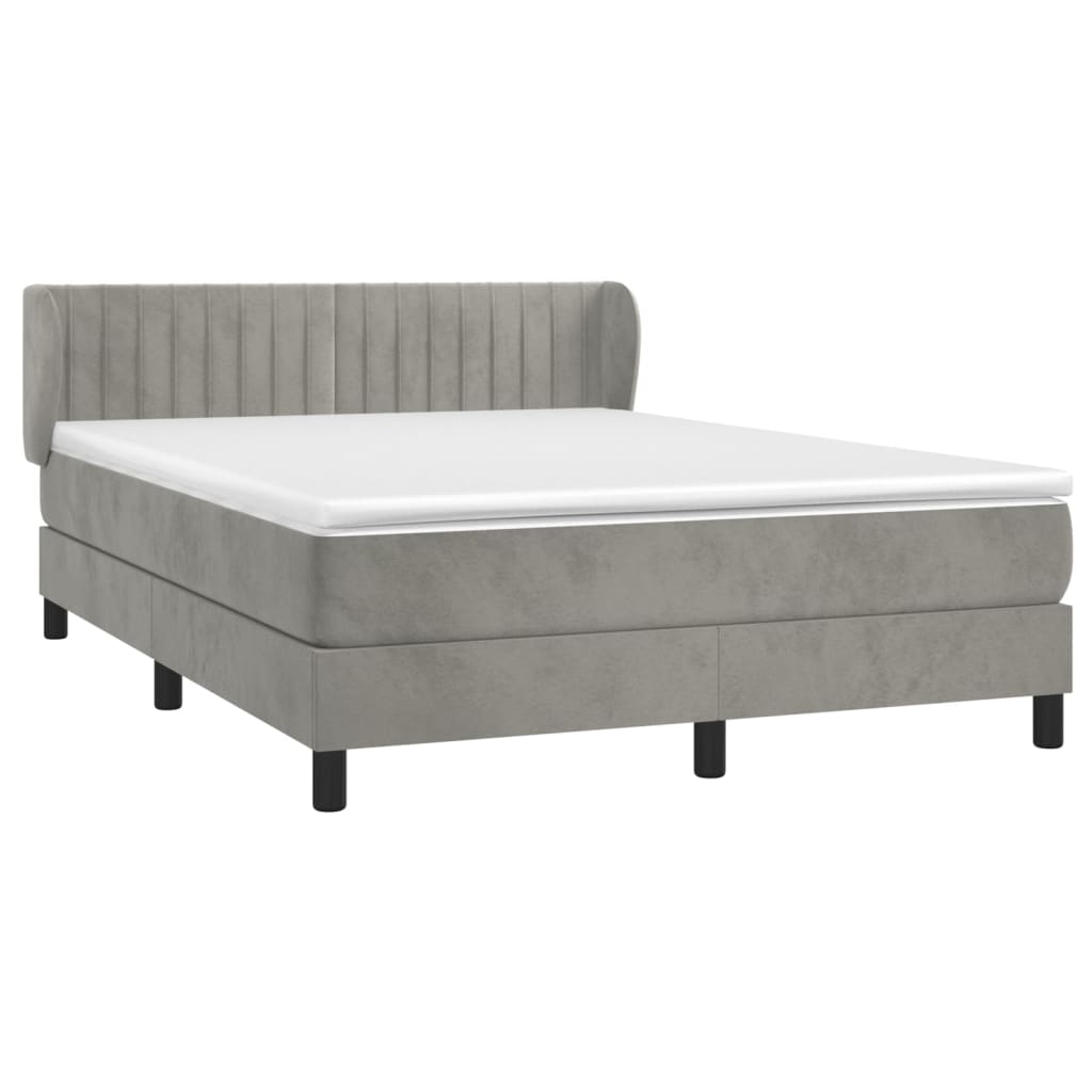 Giroletto a Molle con Materasso Grigio Chiaro 140x190cm Velluto | homemem39