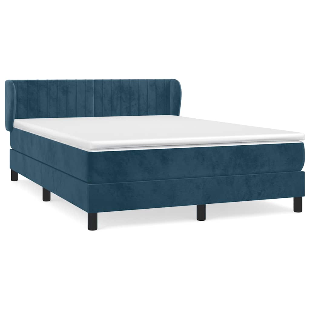 Giroletto a Molle con Materasso Blu Scuro 140x190 cm in Velluto | homemem39