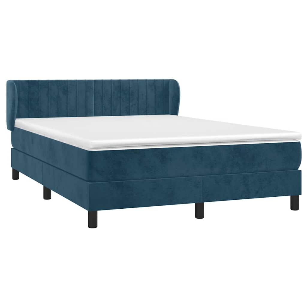 Giroletto a Molle con Materasso Blu Scuro 140x190 cm in Velluto | homemem39
