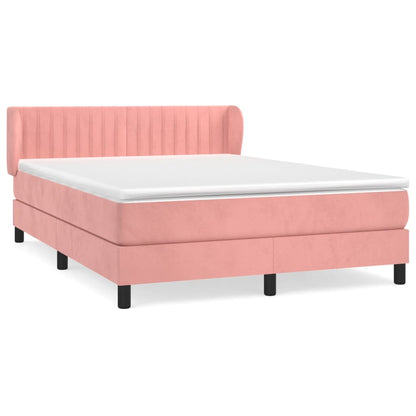 Giroletto a Molle con Materasso Rosa 140x190 cm in Velluto | homemem39