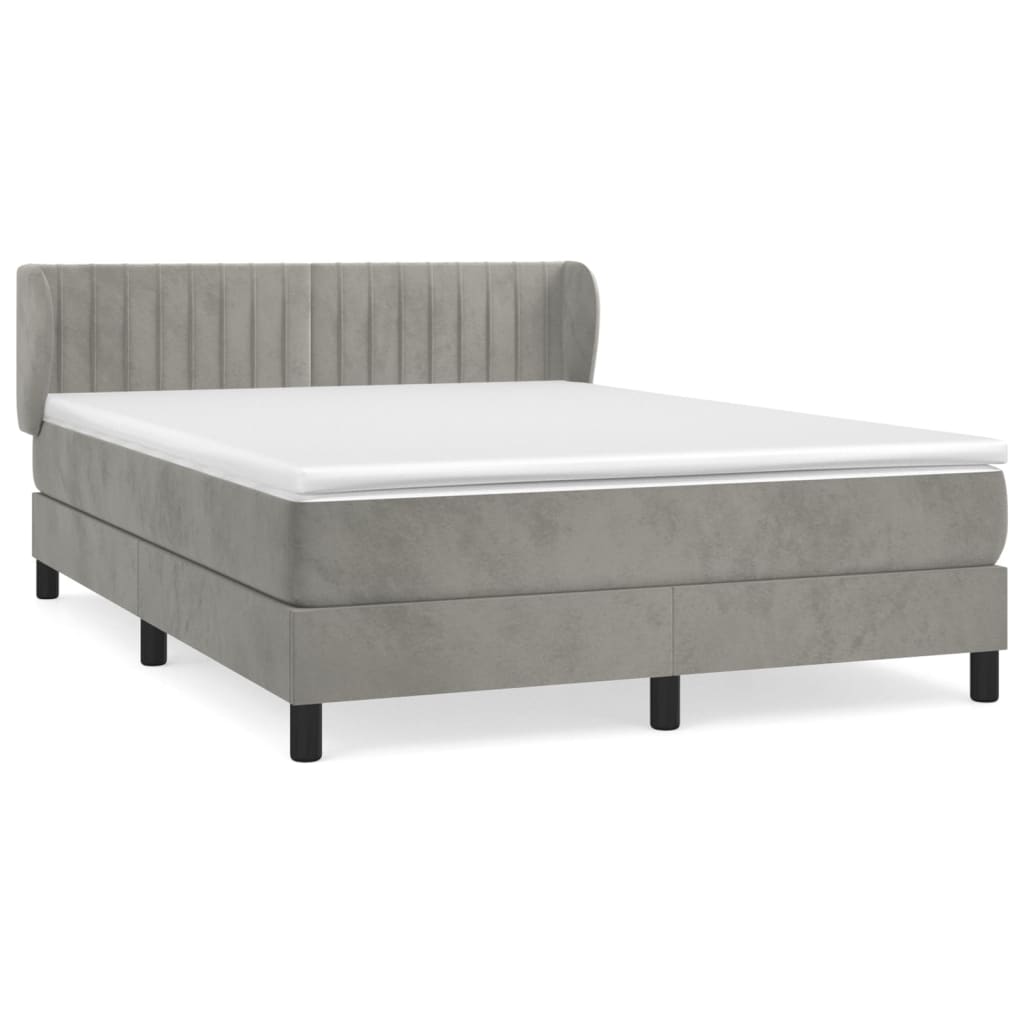 Giroletto a Molle con Materasso Grigio Chiaro 140x200cm Velluto | homemem39