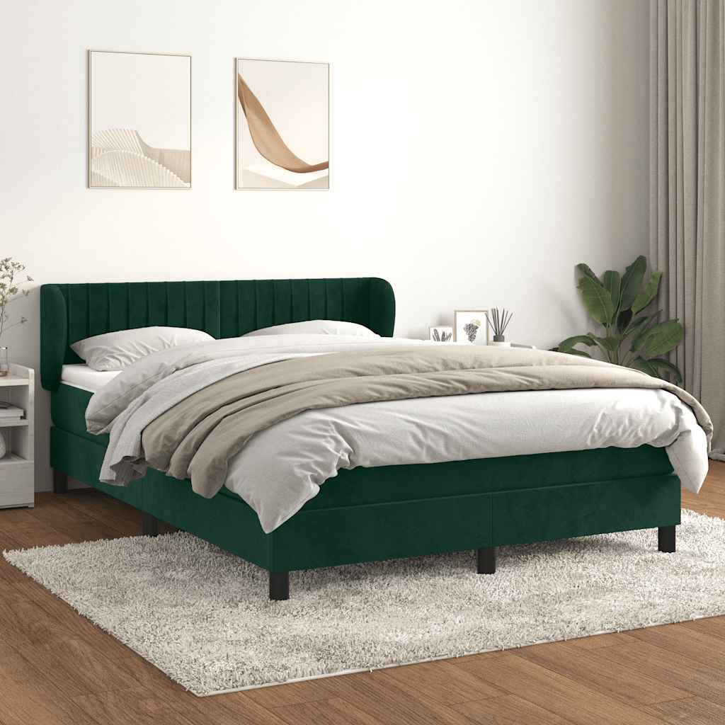 Giroletto a Molle con Materasso Verde Scuro 140x200 cm Velluto | homemem39