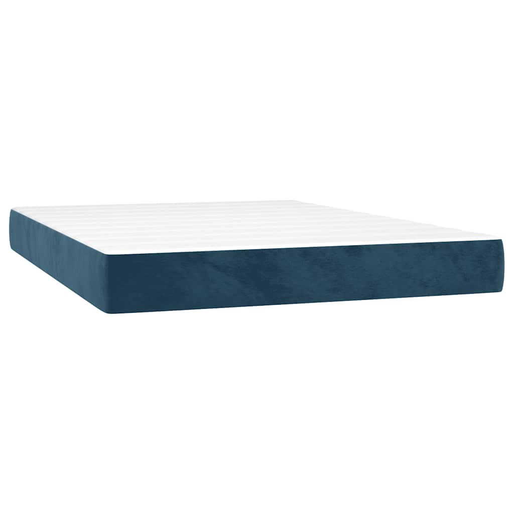 Giroletto a Molle con Materasso Blu Scuro 140x200 cm in Velluto | homemem39