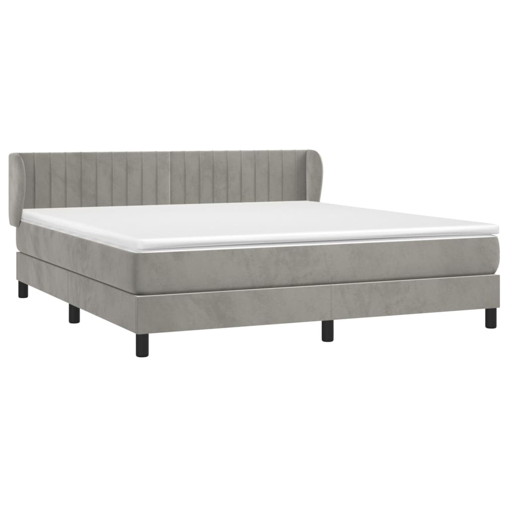 Giroletto a Molle con Materasso Grigio Chiaro 160x200cm Velluto | homemem39