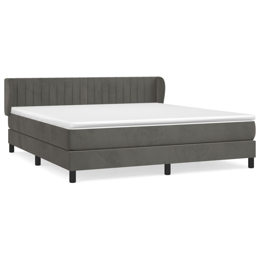 Giroletto a Molle con Materasso Grigio Scuro 160x200 cm Velluto | homemem39