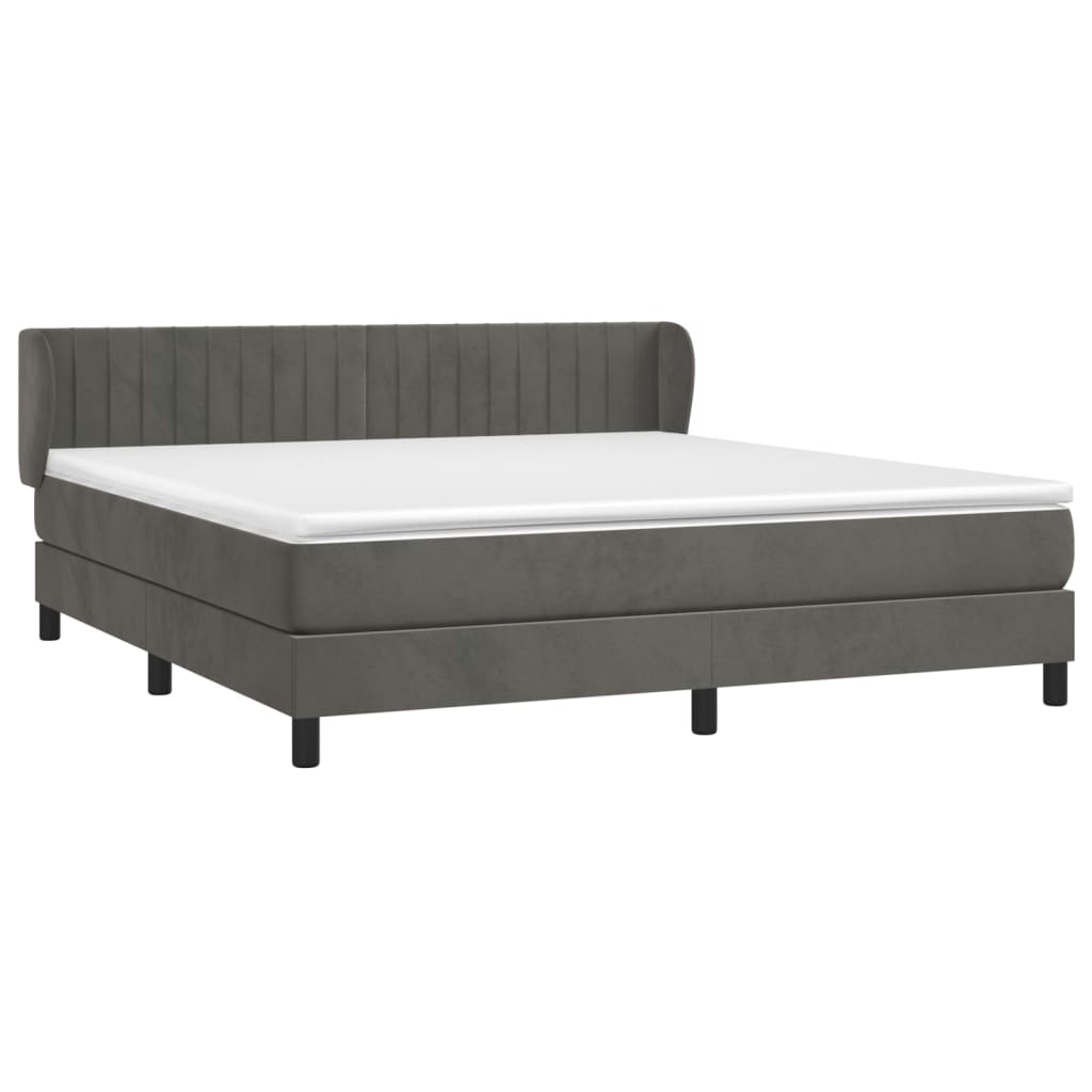 Giroletto a Molle con Materasso Grigio Scuro 160x200 cm Velluto | homemem39