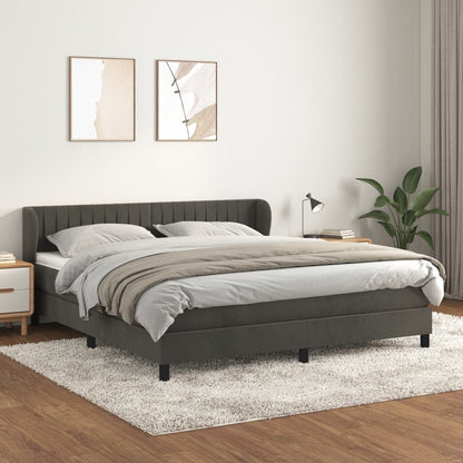 Giroletto a Molle con Materasso Grigio Scuro 160x200 cm Velluto | homemem39