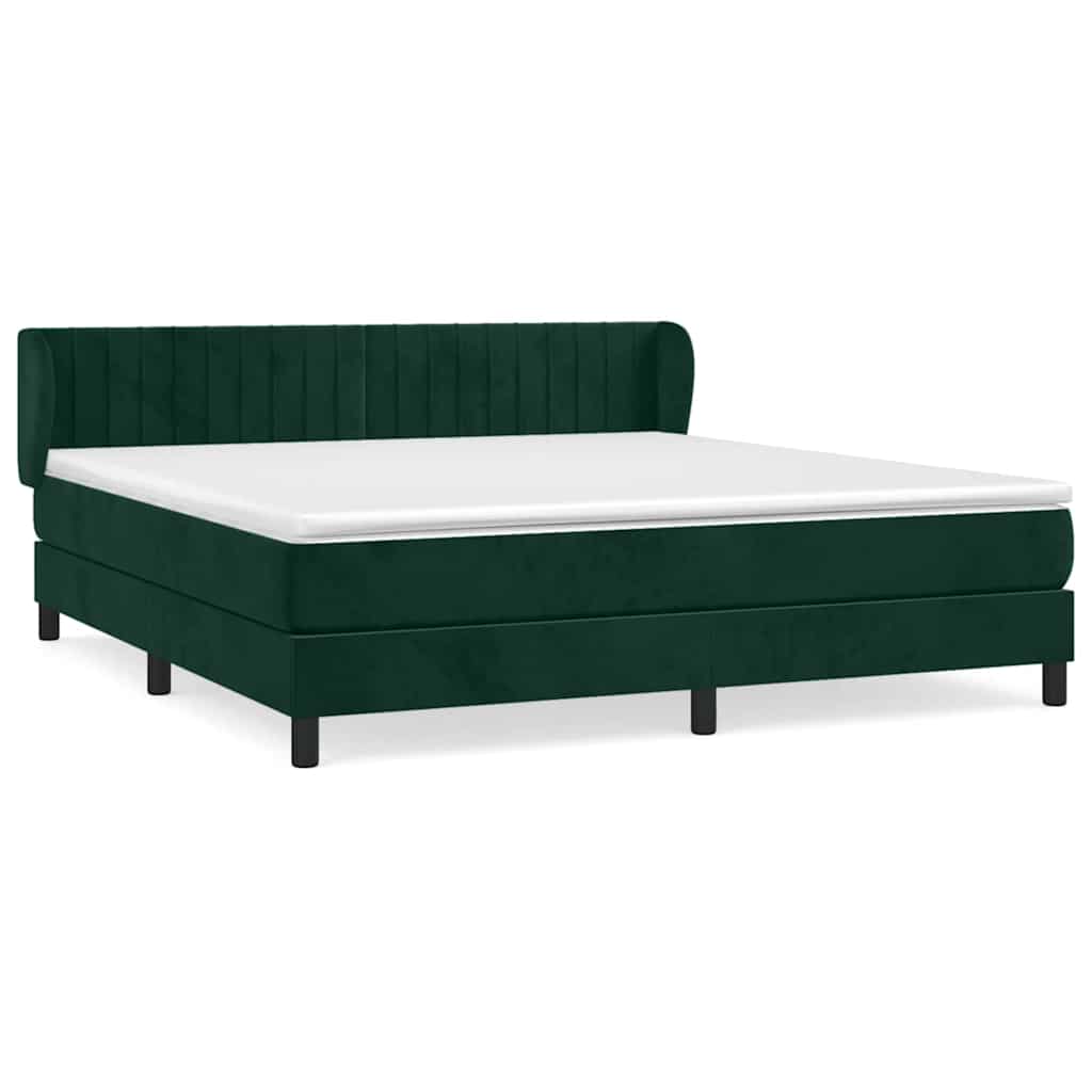 Giroletto a Molle con Materasso Verde Scuro 160x200 cm Velluto | homemem39