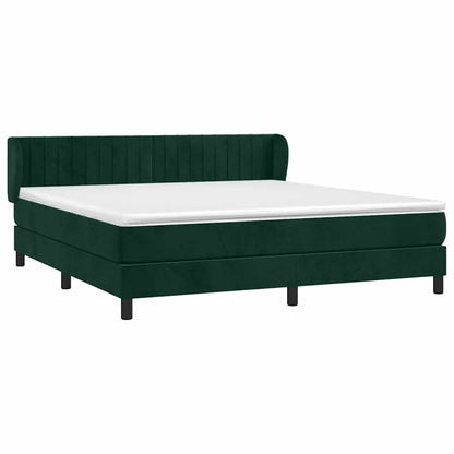 Giroletto a Molle con Materasso Verde Scuro 160x200 cm Velluto | homemem39