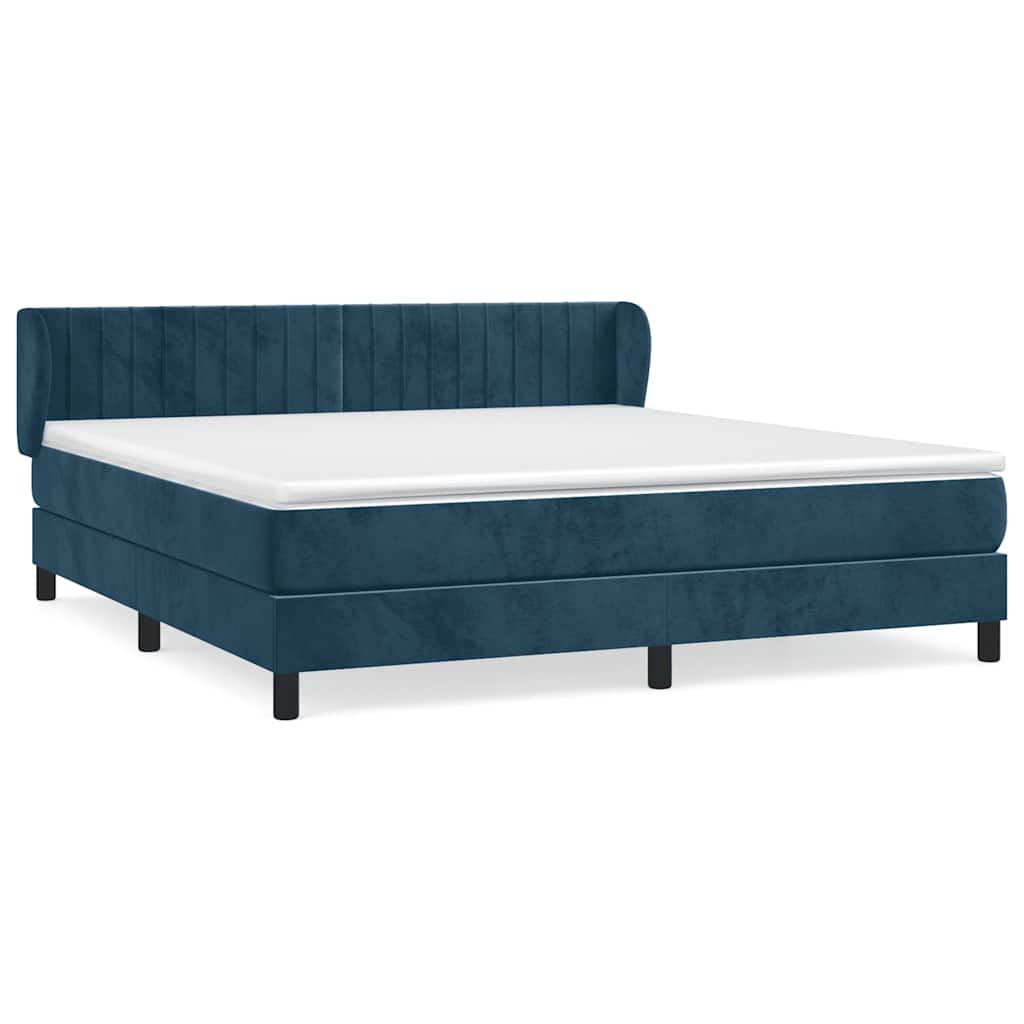 Giroletto a Molle con Materasso Blu Scuro 160x200 cm in Velluto | homemem39