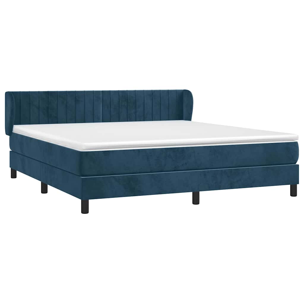 Giroletto a Molle con Materasso Blu Scuro 160x200 cm in Velluto | homemem39