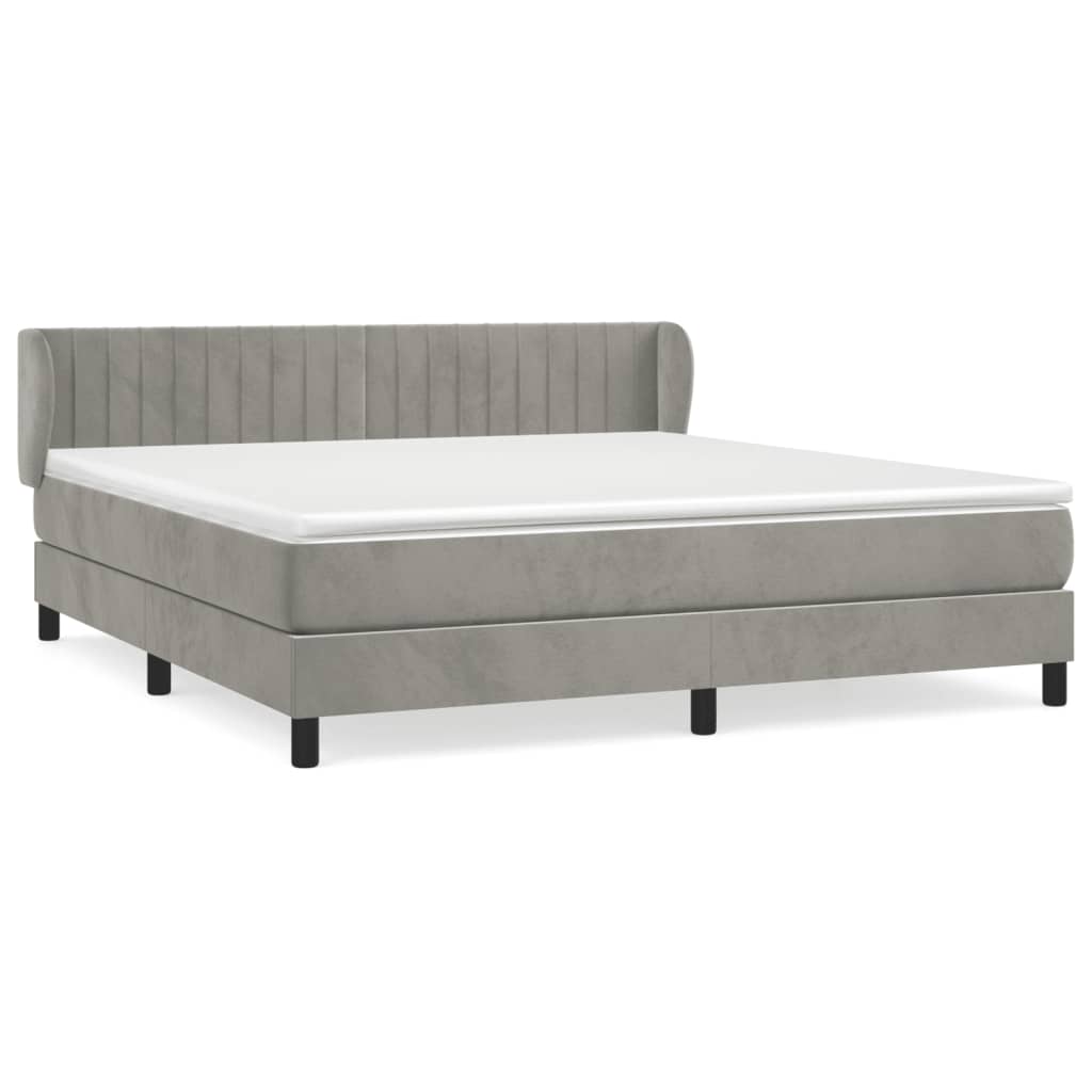 Giroletto a Molle con Materasso Grigio Chiaro 180x200cm Velluto | homemem39