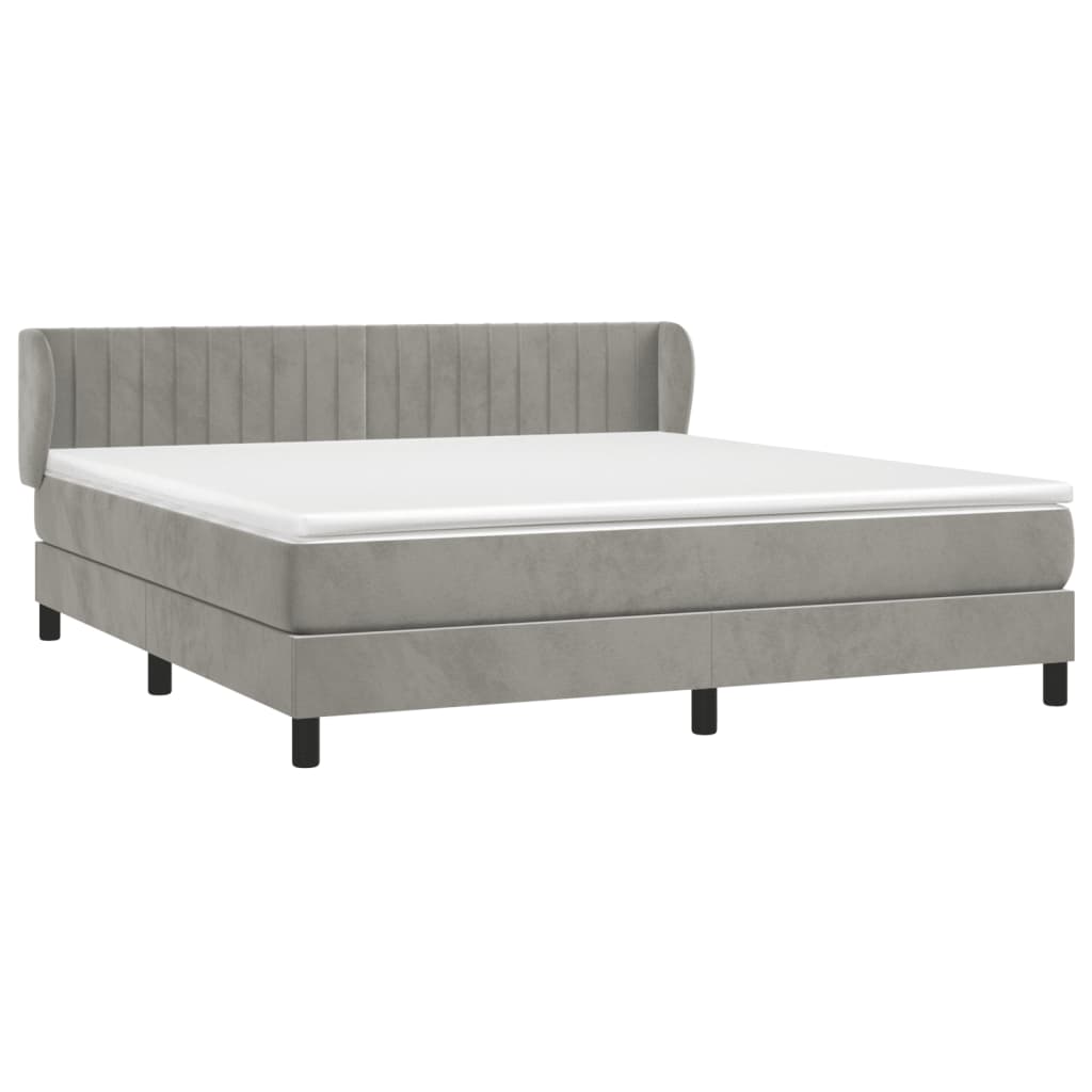 Giroletto a Molle con Materasso Grigio Chiaro 180x200cm Velluto | homemem39