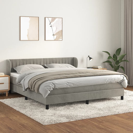 Giroletto a Molle con Materasso Grigio Chiaro 180x200cm Velluto | homemem39