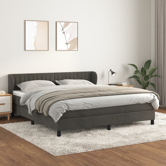 Giroletto a Molle con Materasso Grigio Scuro 180x200 cm Velluto | homemem39