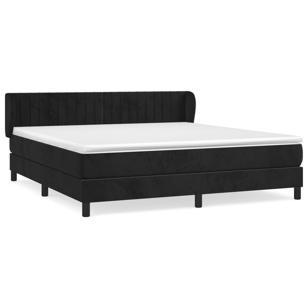 Giroletto a Molle con Materasso Nero 180x200 cm in Velluto | homemem39