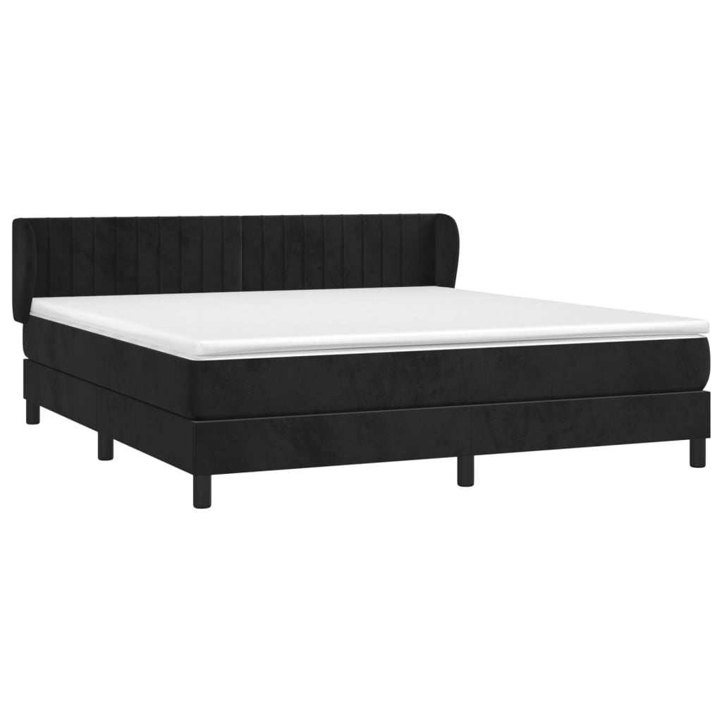 Giroletto a Molle con Materasso Nero 180x200 cm in Velluto | homemem39