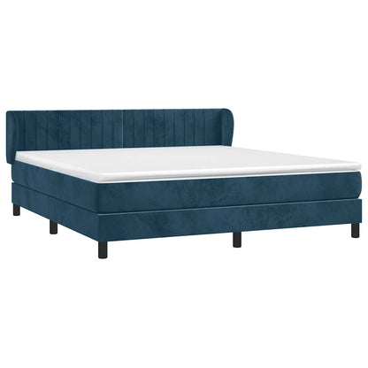 Giroletto a Molle con Materasso Blu Scuro 180x200 cm in Velluto | homemem39