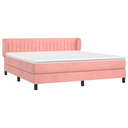 Spring bed frame with pink mattress 180x200 cm in velvet