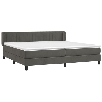 Giroletto a Molle con Materasso Grigio Scuro 200x200 cm Velluto | homemem39