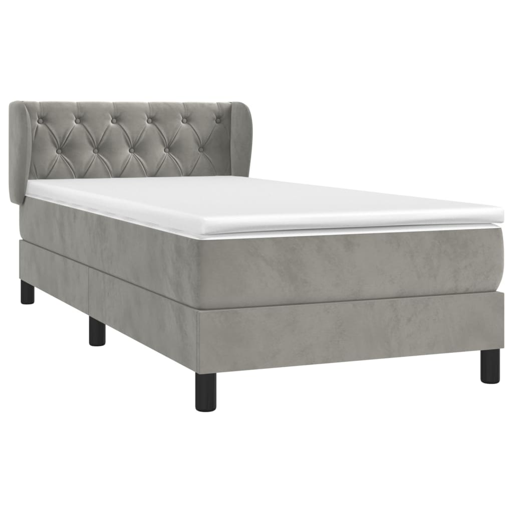 Giroletto a Molle con Materasso Grigio Chiaro 80x200 cm Velluto | homemem39