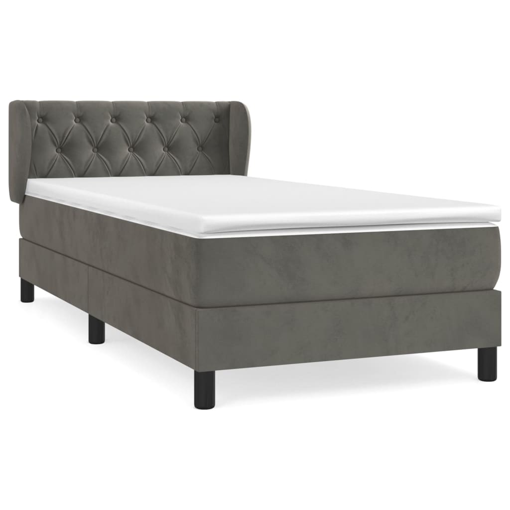 Giroletto a Molle con Materasso Grigio Scuro 80x200 cm Velluto | homemem39