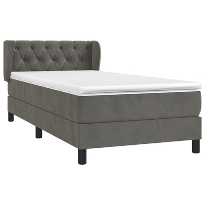 Giroletto a Molle con Materasso Grigio Scuro 80x200 cm Velluto | homemem39