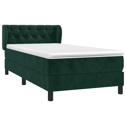 Giroletto a Molle con Materasso Verde Scuro 80x200 cm Velluto | homemem39