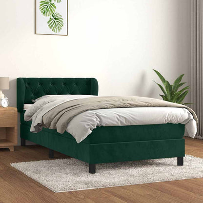 Giroletto a Molle con Materasso Verde Scuro 80x200 cm Velluto | homemem39