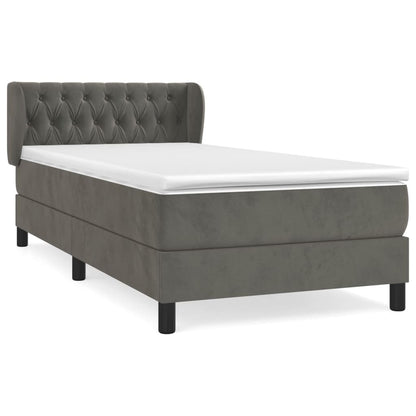 Giroletto a Molle con Materasso Grigio Scuro 90x190 cm Velluto | homemem39