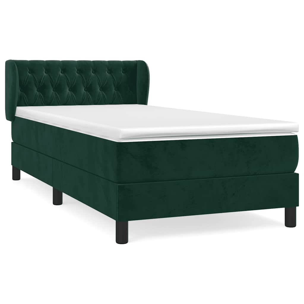 Giroletto a Molle con Materasso Verde Scuro 90x190 cm Velluto | homemem39