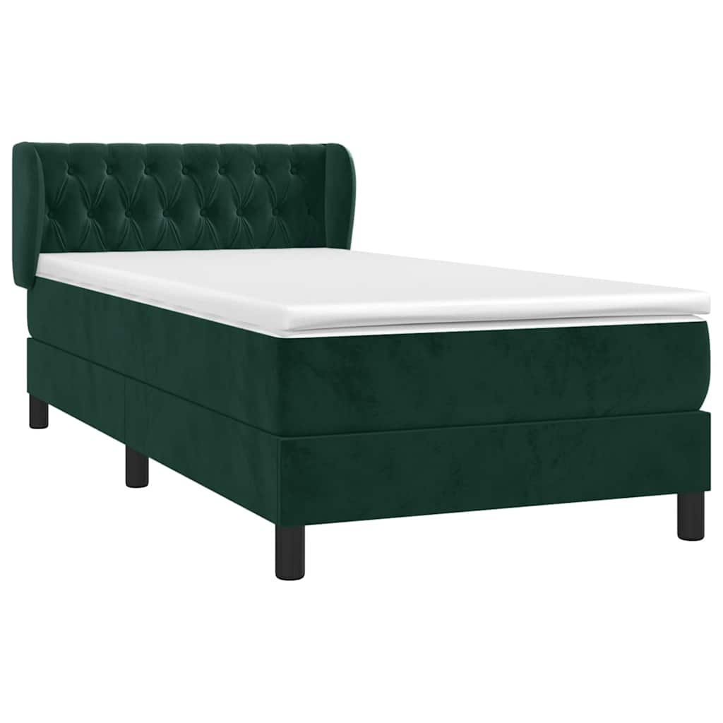 Giroletto a Molle con Materasso Verde Scuro 90x190 cm Velluto | homemem39