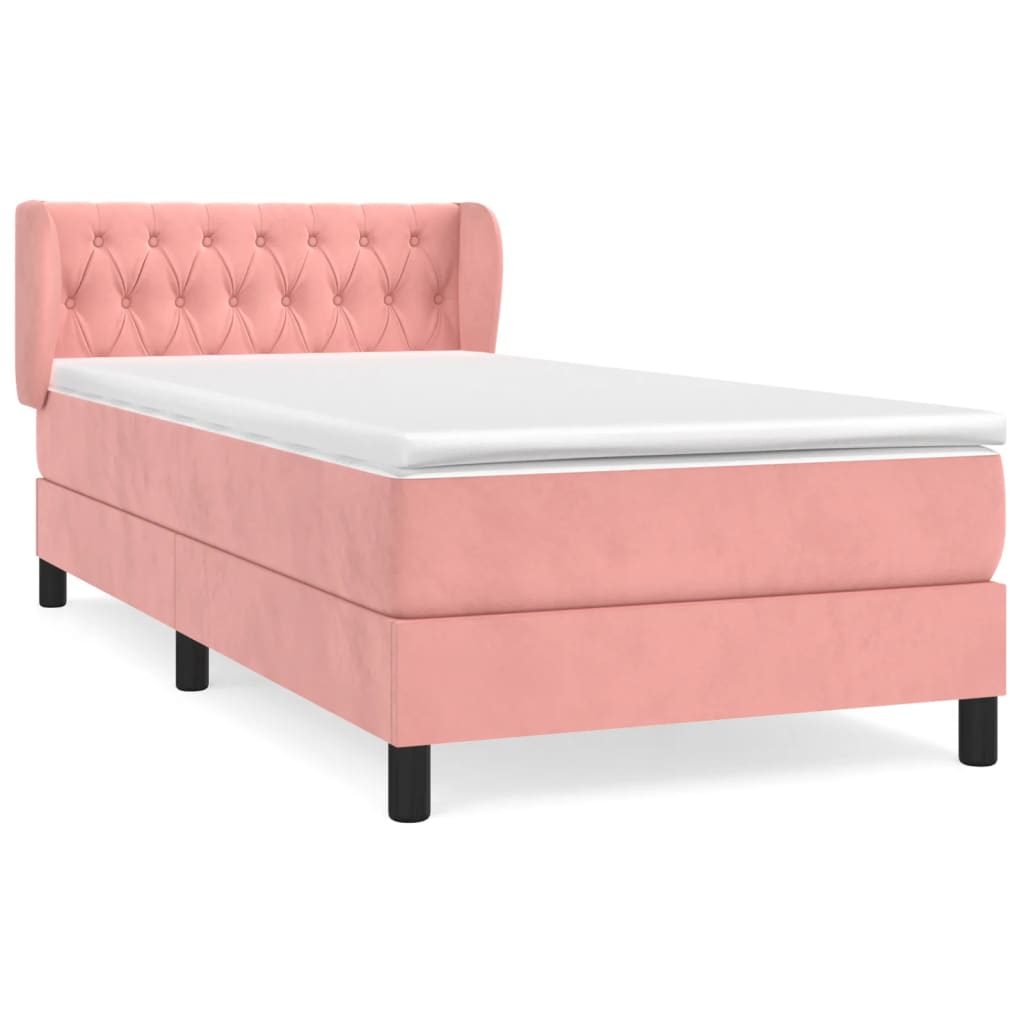 Giroletto a Molle con Materasso Rosa 90x190 cm in Velluto | homemem39