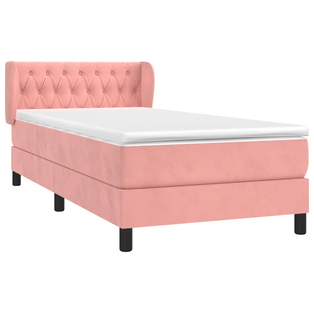 Giroletto a Molle con Materasso Rosa 90x190 cm in Velluto | homemem39