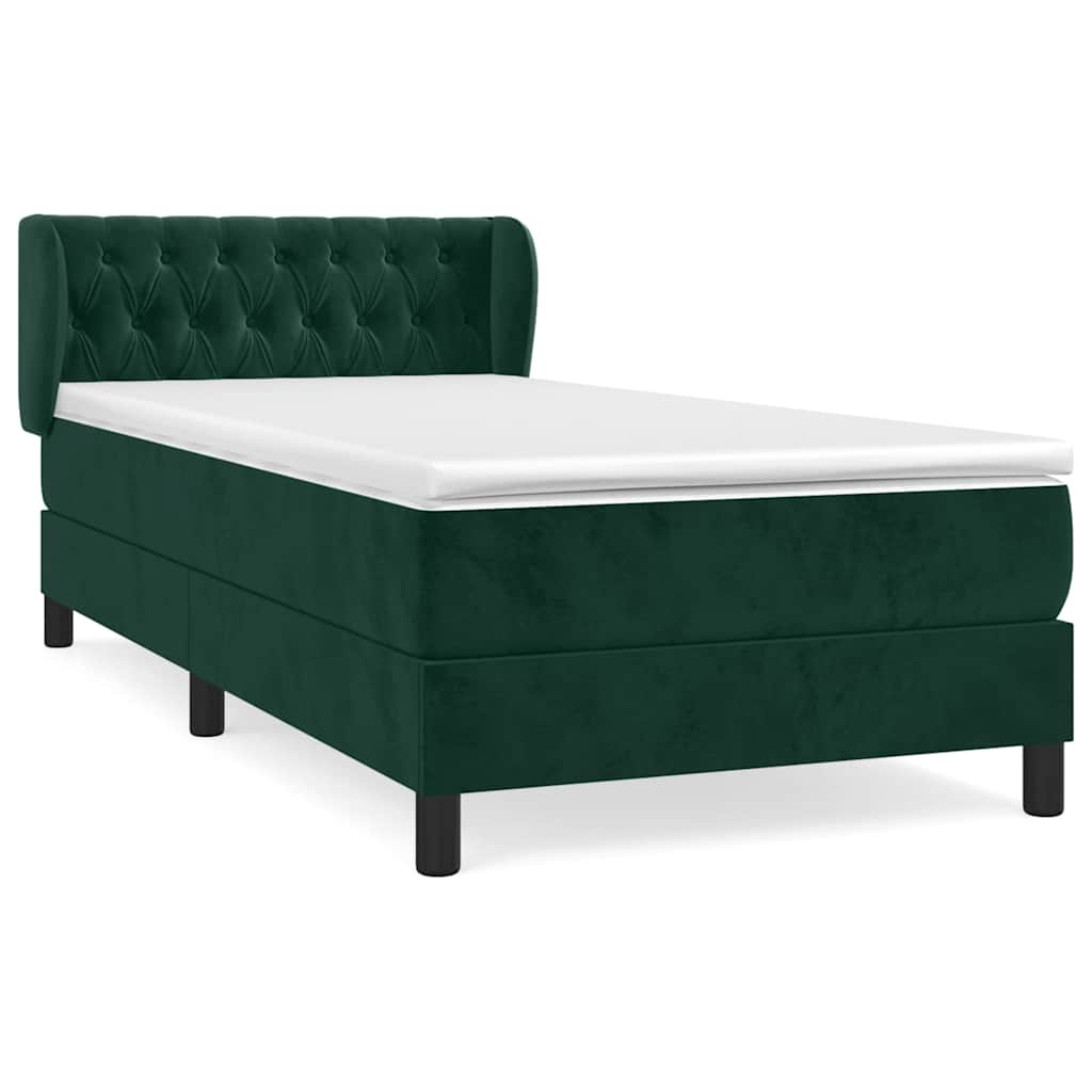 Giroletto a Molle con Materasso Verde Scuro 90x200 cm Velluto | homemem39