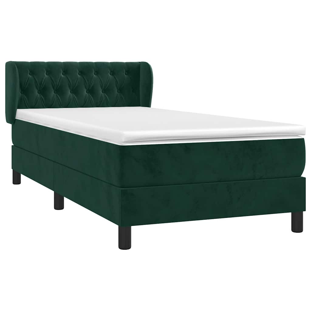 Giroletto a Molle con Materasso Verde Scuro 90x200 cm Velluto | homemem39