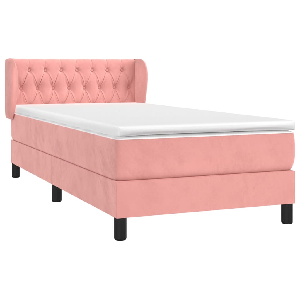 Giroletto a Molle con Materasso Rosa 90x200 cm in Velluto | homemem39