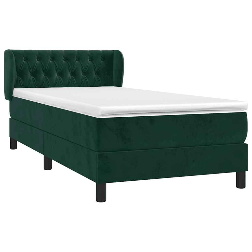 Giroletto a Molle con Materasso Verde Scuro 100x200 cm Velluto | homemem39
