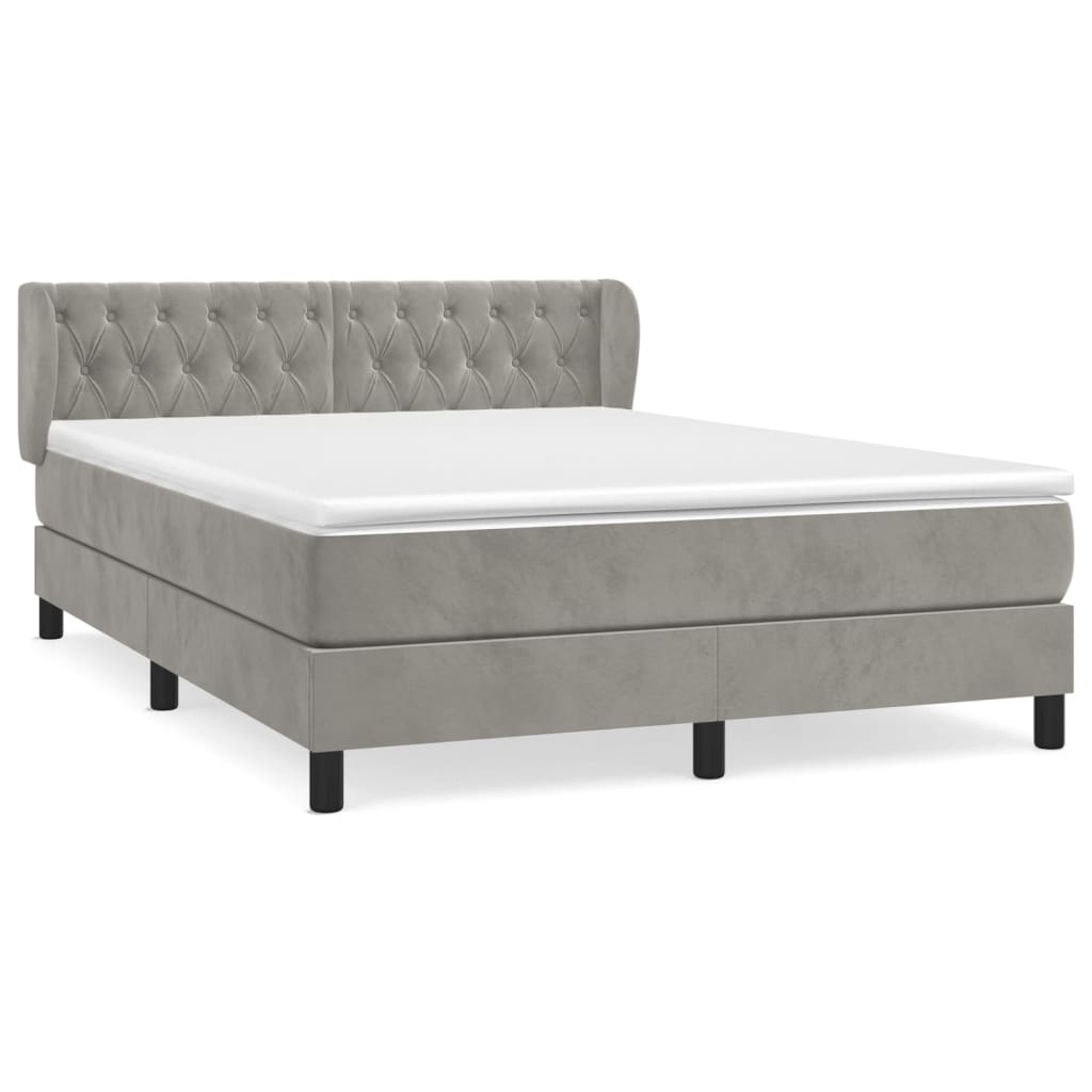 Giroletto a Molle con Materasso Grigio Chiaro 140x190cm Velluto | homemem39